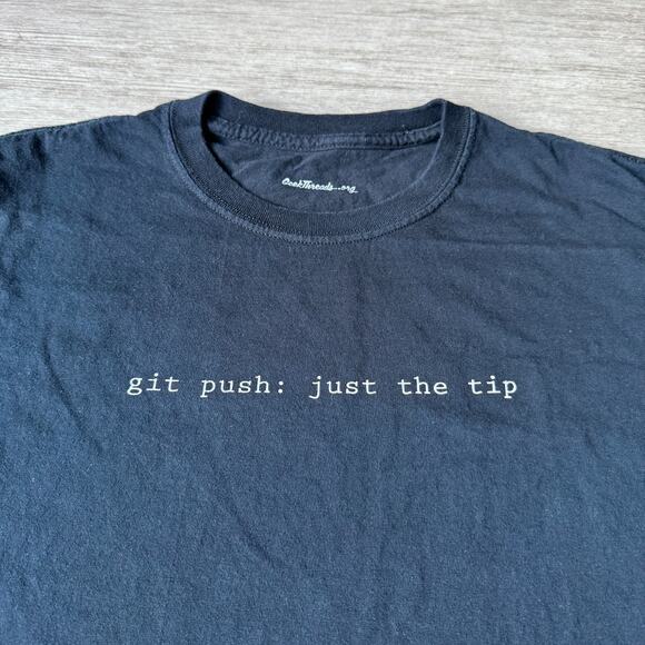 Funny Computer Coding Shirt GIT PUSH Geek Threads Mens L Black Tee Crewneck - Picture 1 of 7
